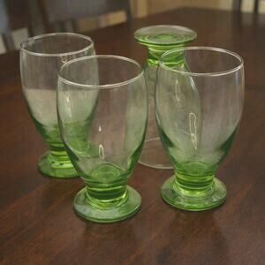 Cristar Copa Lexington Lime Green Footed Water Goblets SET of 4 New From 1980s